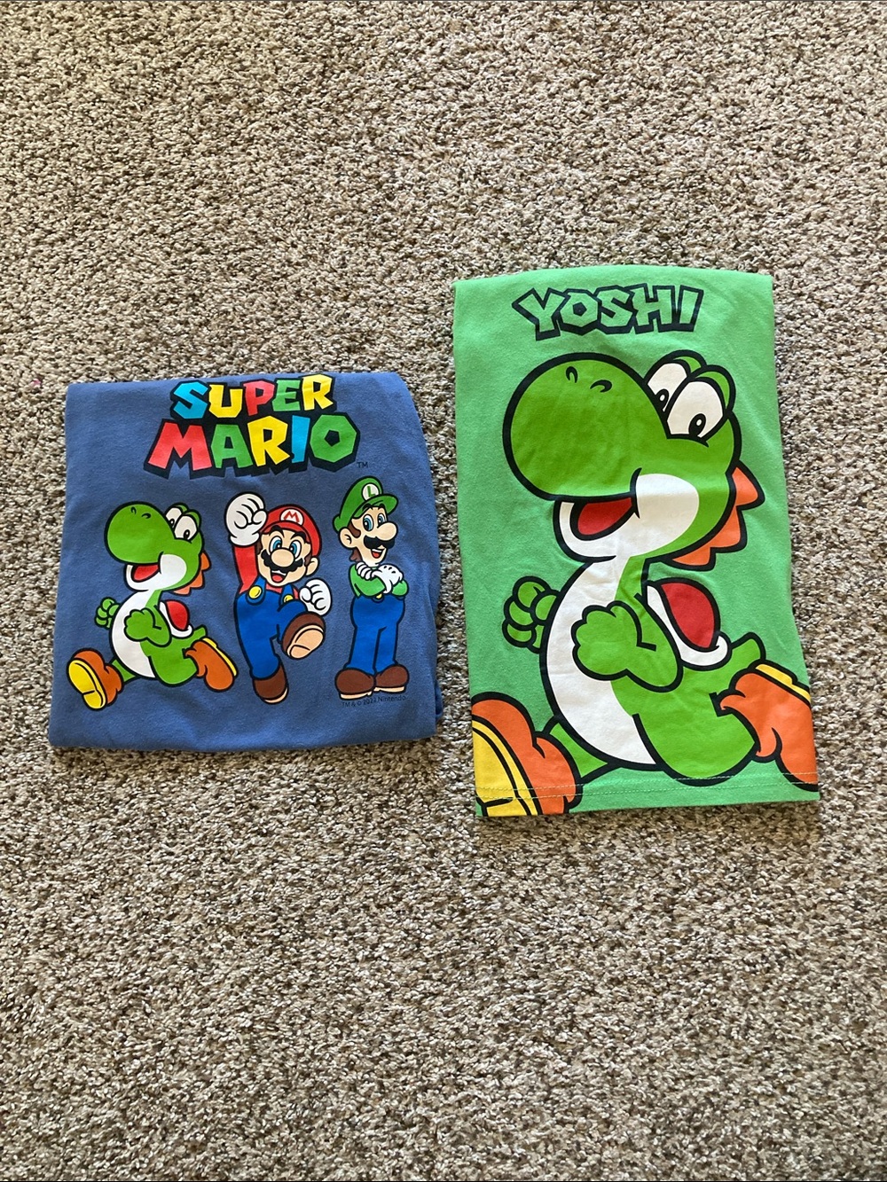 6/7 Boys Super Mario & Yoshi Short Sleeve Tee - Green/Blue shirts